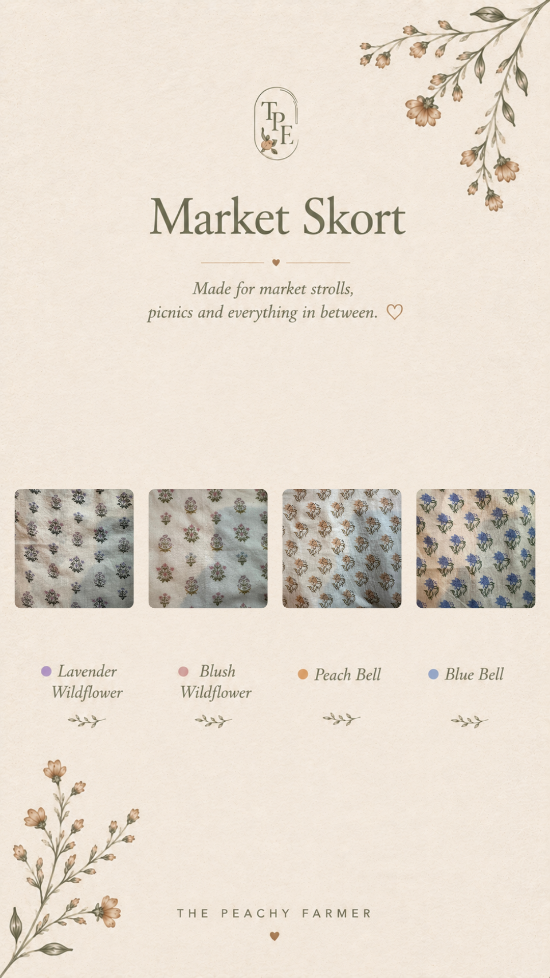PREORDER : Market Skort - Peachbell Meadow