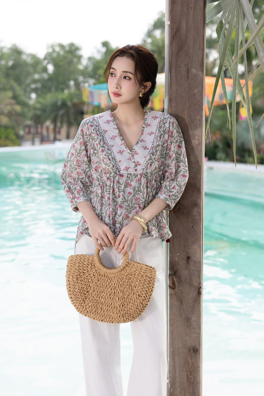 Bloom Tie Blouse - Petal Meadow